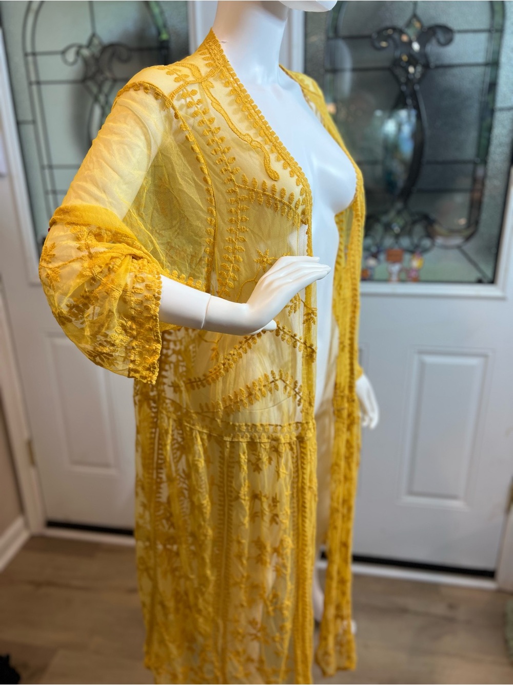 Yellow Sheer Embroidered Women’s coverall